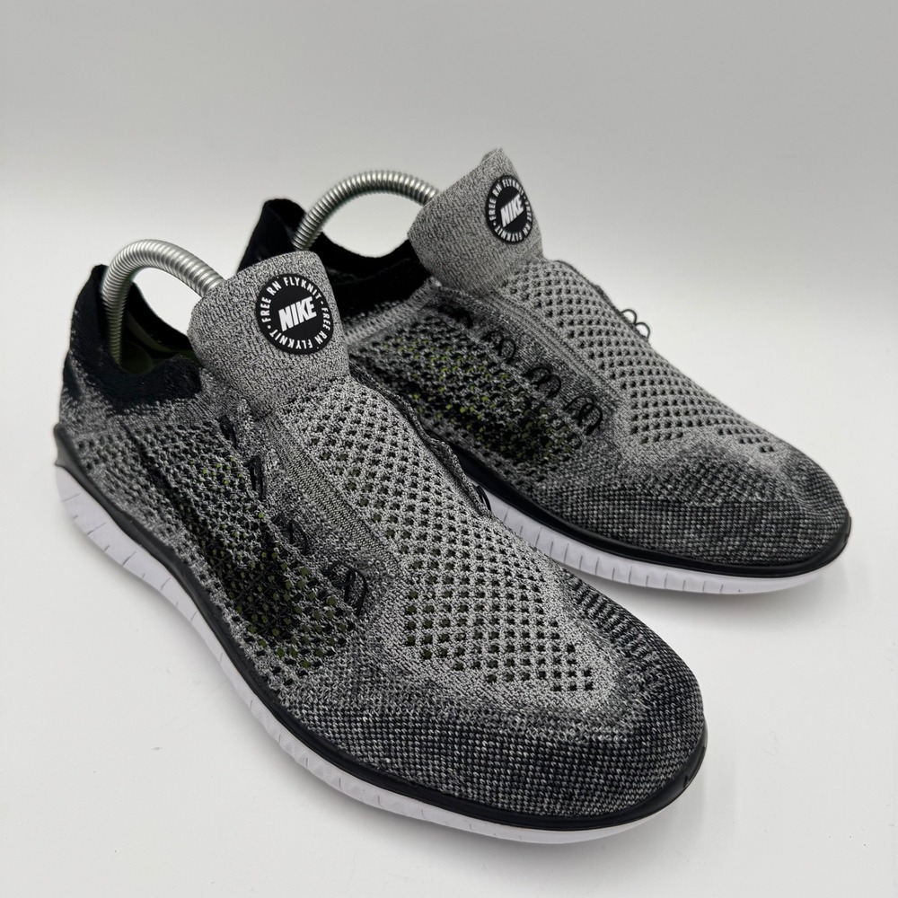 Nike Free RN Flyknit Running Shoes Womens 10 Gray Black 942839-101
